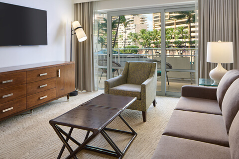 Luxury Junior Suite Boulevard View Bedroom and Living Area