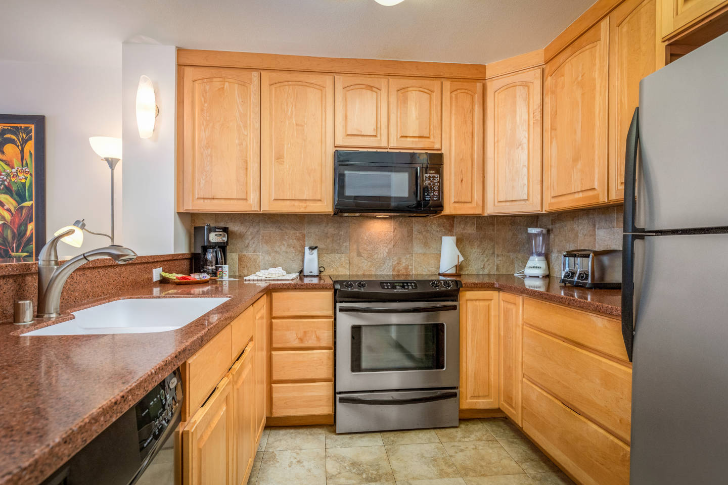 One-Bedroom Ocean View Kitchen spacious with full-size oven and refrigerator