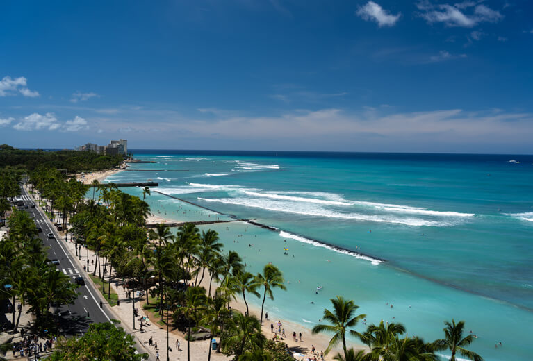 Waikiki Beach and Kuhio Avenue