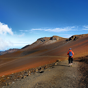 Hiker in summit crater