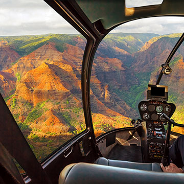 Helicopter tours over Waimea Canyon
