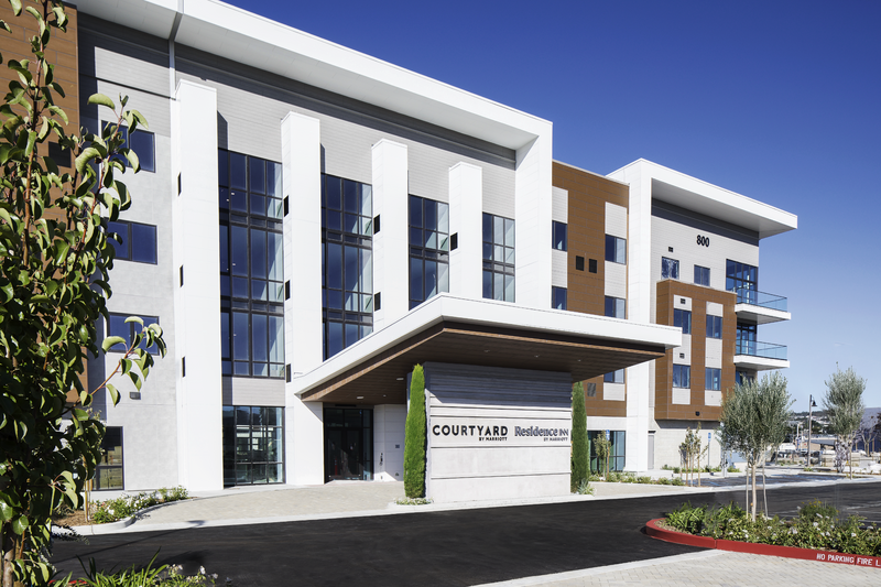 Front view of hotel exterior.