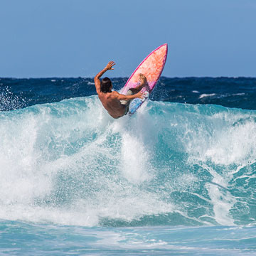 Surfing on the north shore of Oahu