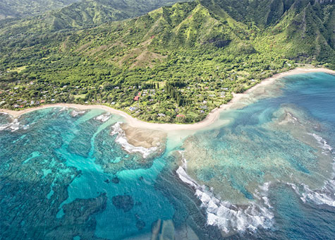 カウアイ島の航空写真