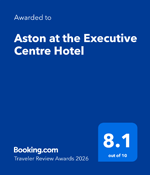 Booking.com Traveler Review Awards 2026 awarded to Aston at the Executive Centre Hotel - 8.1 out of 10.