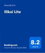 Booking.com Traveler Review Awards 2026 awarded to Ilikai Lite - 8.2 out of 10.