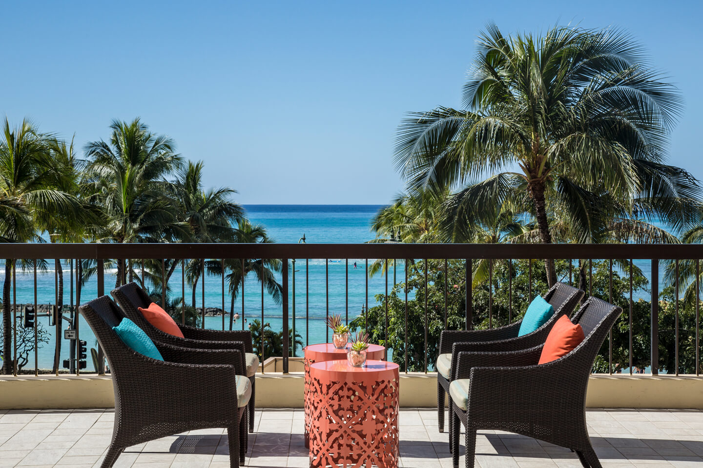 Outdoor sun deck with ocean view