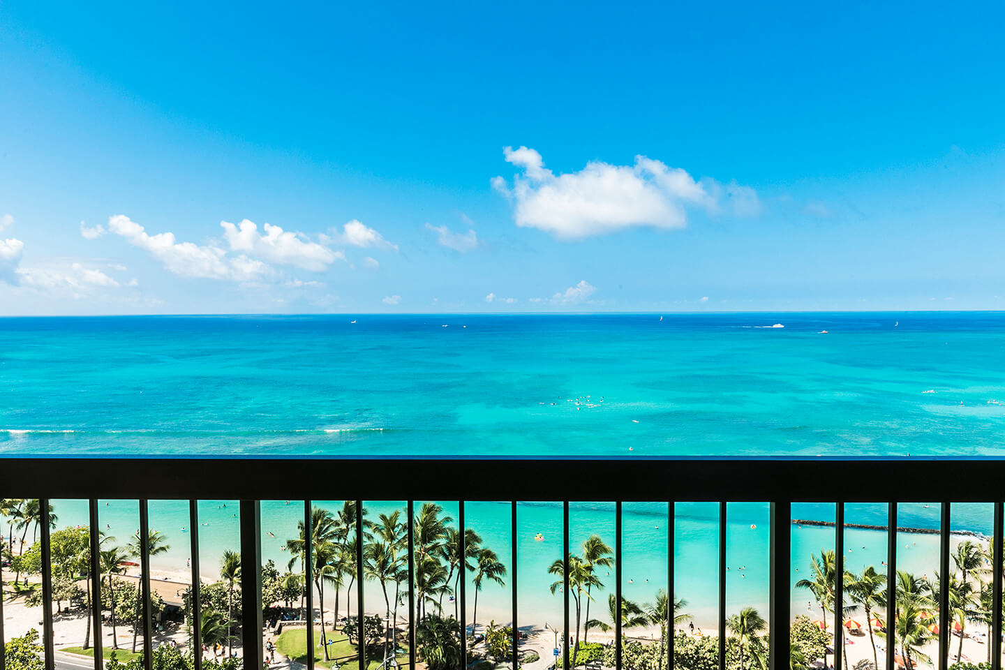 View of ocean from balcony.
