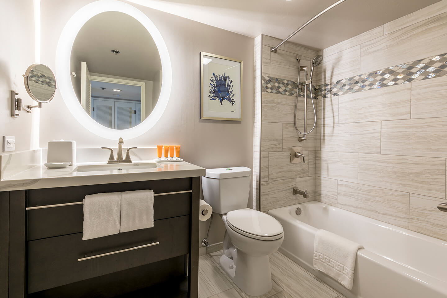 Second bathroom with tub/shower combo.