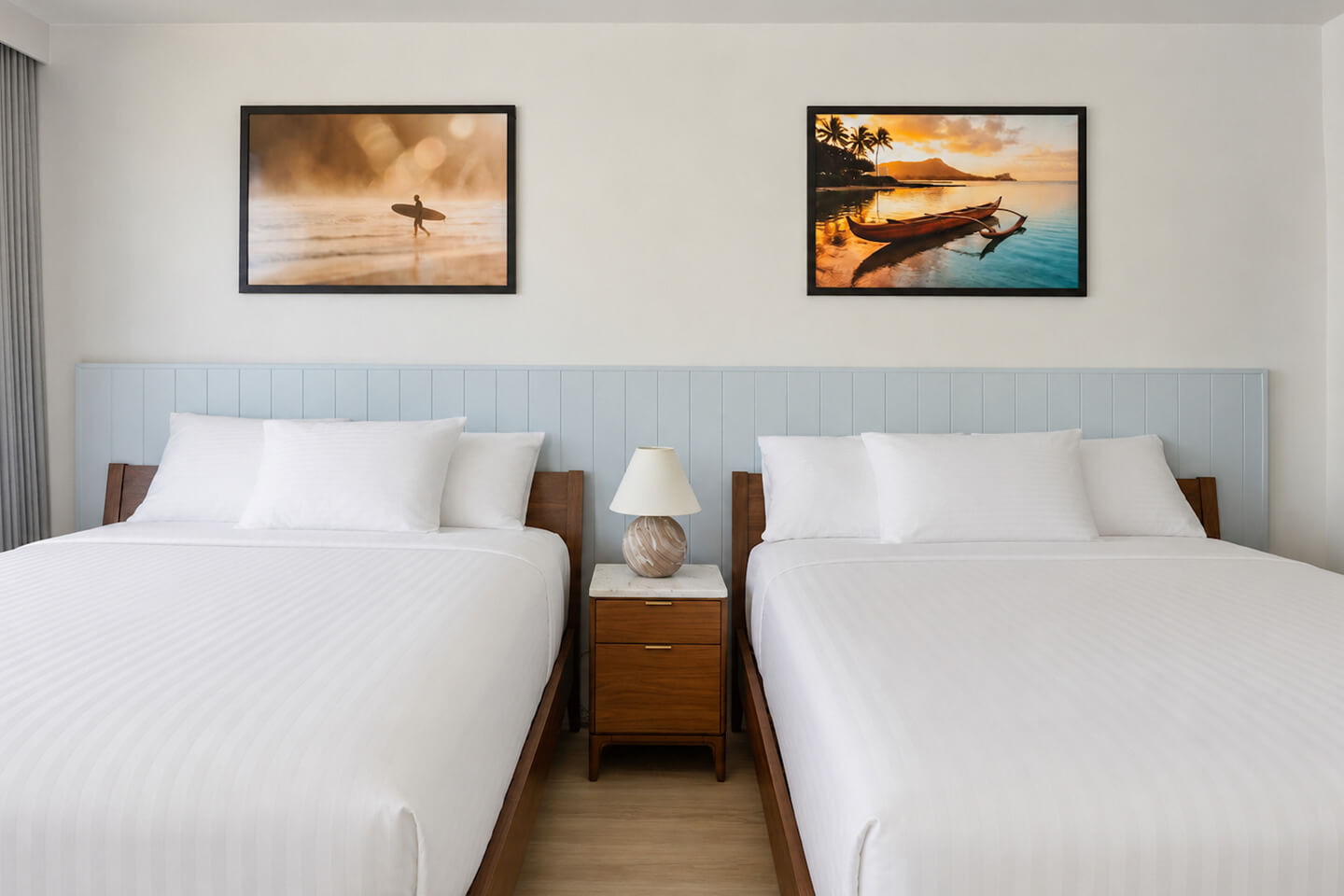 Bedroom with two queen beds.