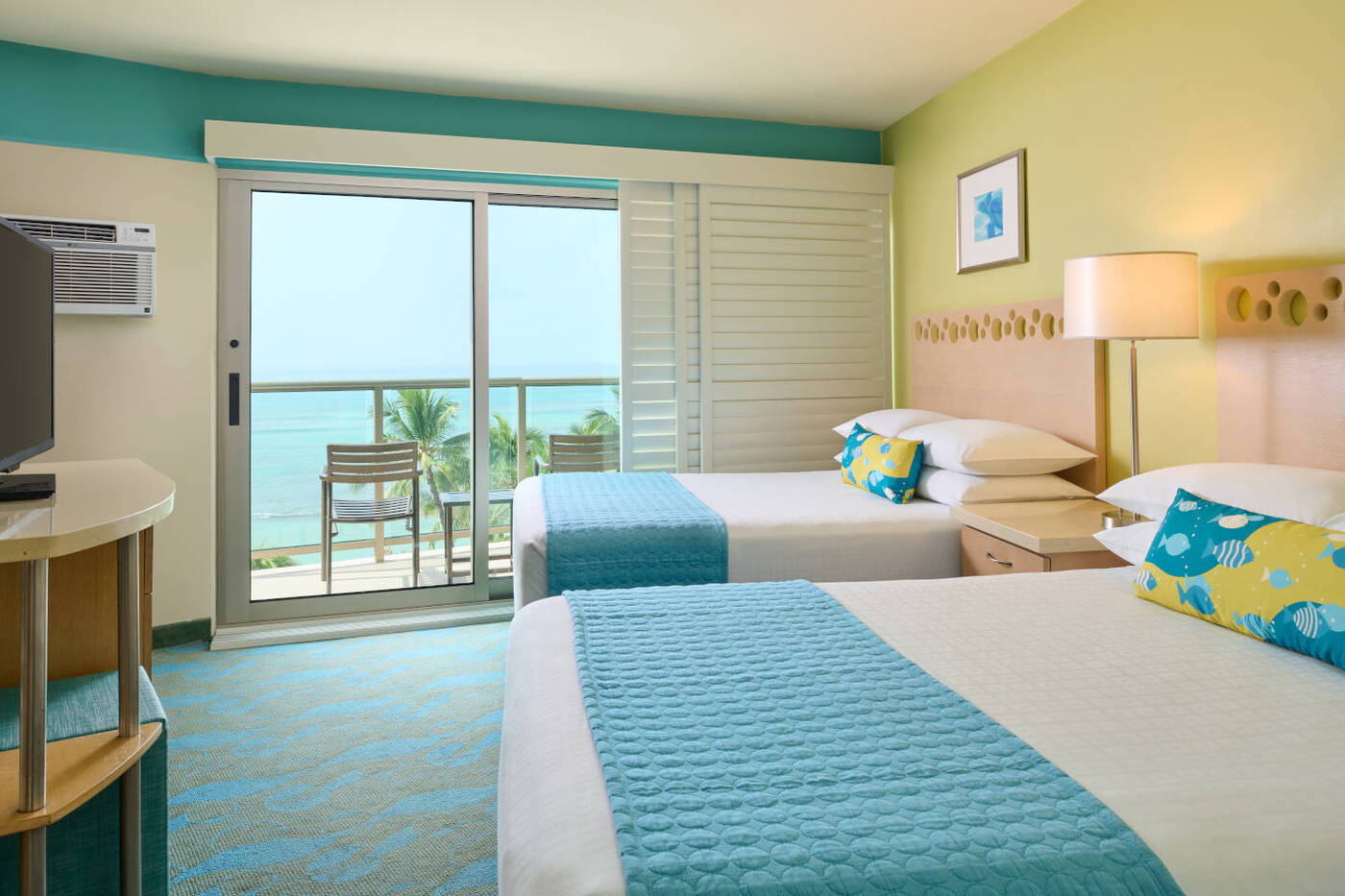 Oceanfront Room with Double Bed Accommodations and Plantation Shutters