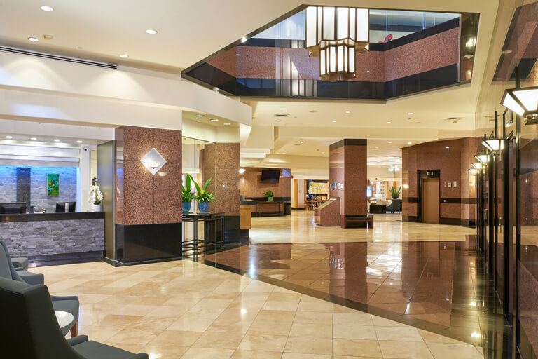 Lobby seating area in Aston at the Executive Center