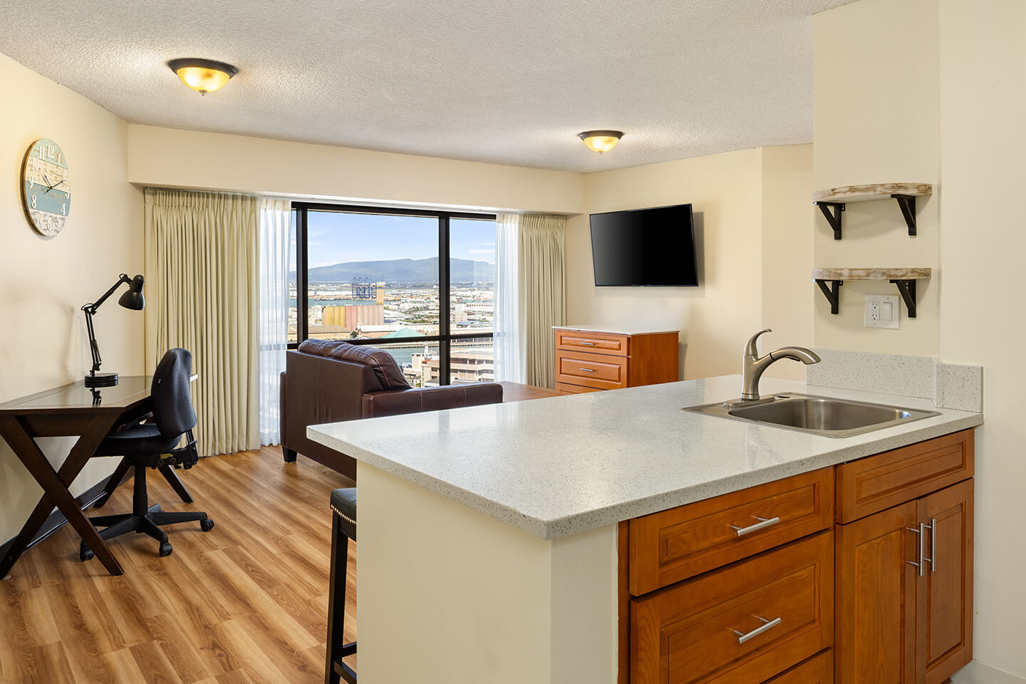One-Bedroom Executive Ocean View Suite Living Area & Kitchen