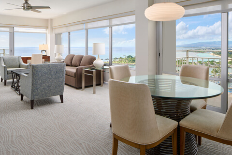 Luxury Two-Bedroom Oceanfront Dining and Living Area