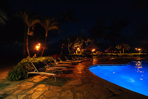 Lighted pool at night