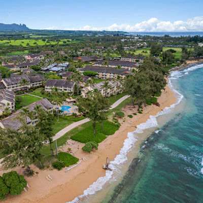 Aerial view of resort and coastline