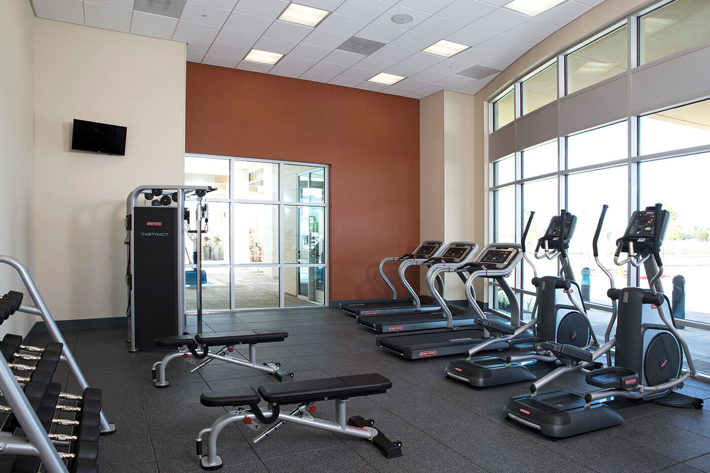 Fitness center with weight and cardio machines