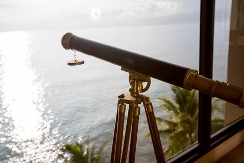 Telescope Overlooking the Ocean
