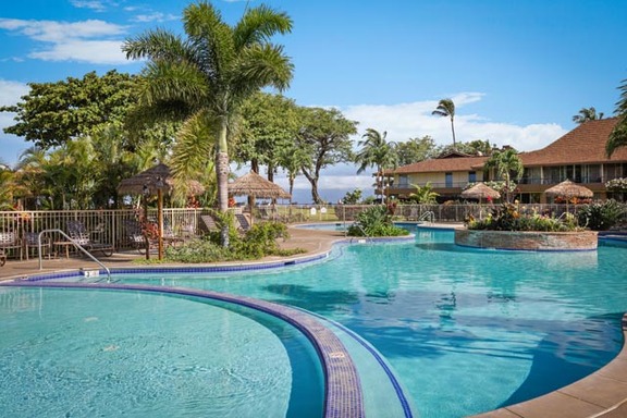 pool at the Maui Kaanapali Villas with deck seating