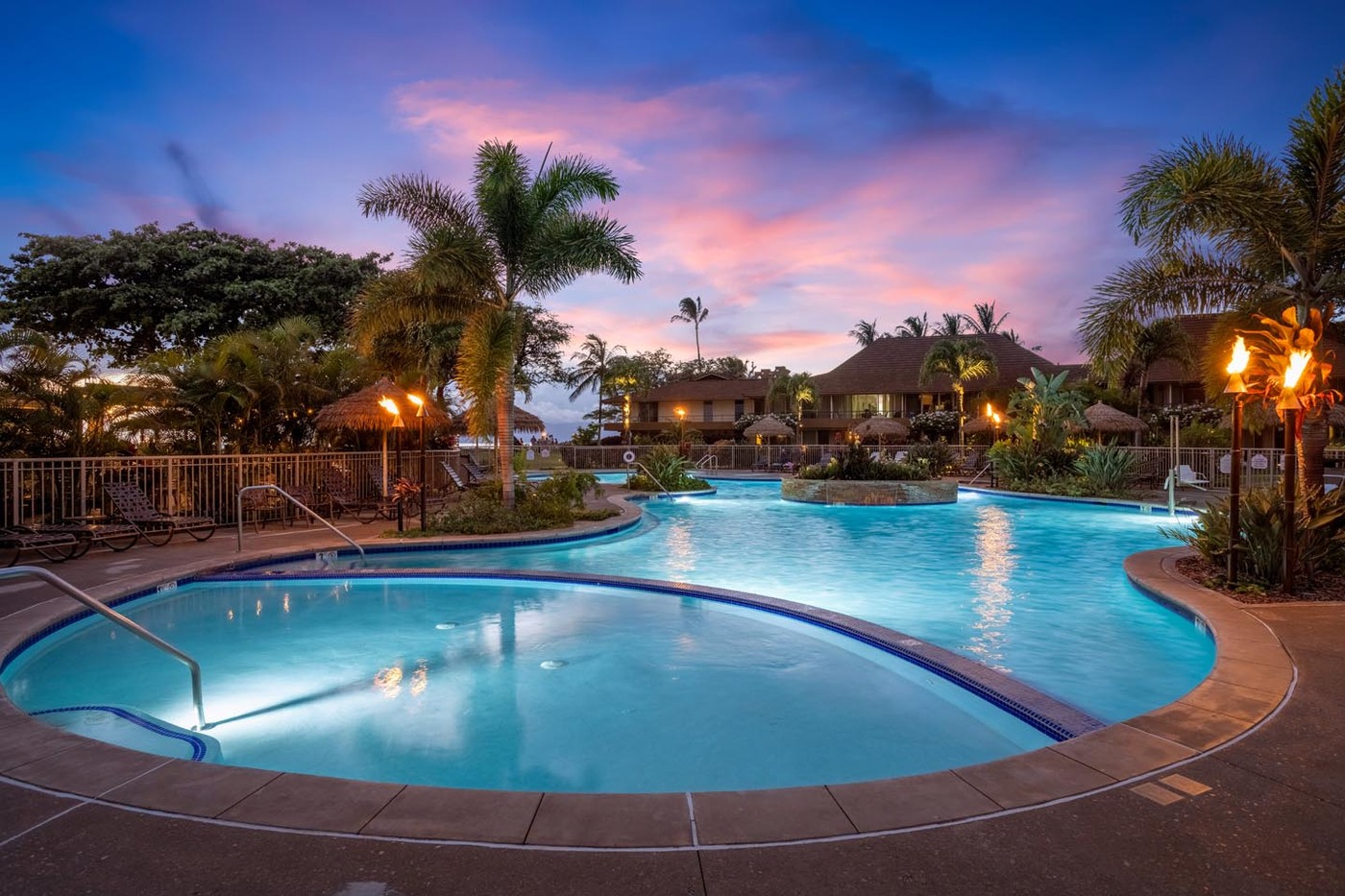 Maui Kaanapali Villas Pool under the evening sky