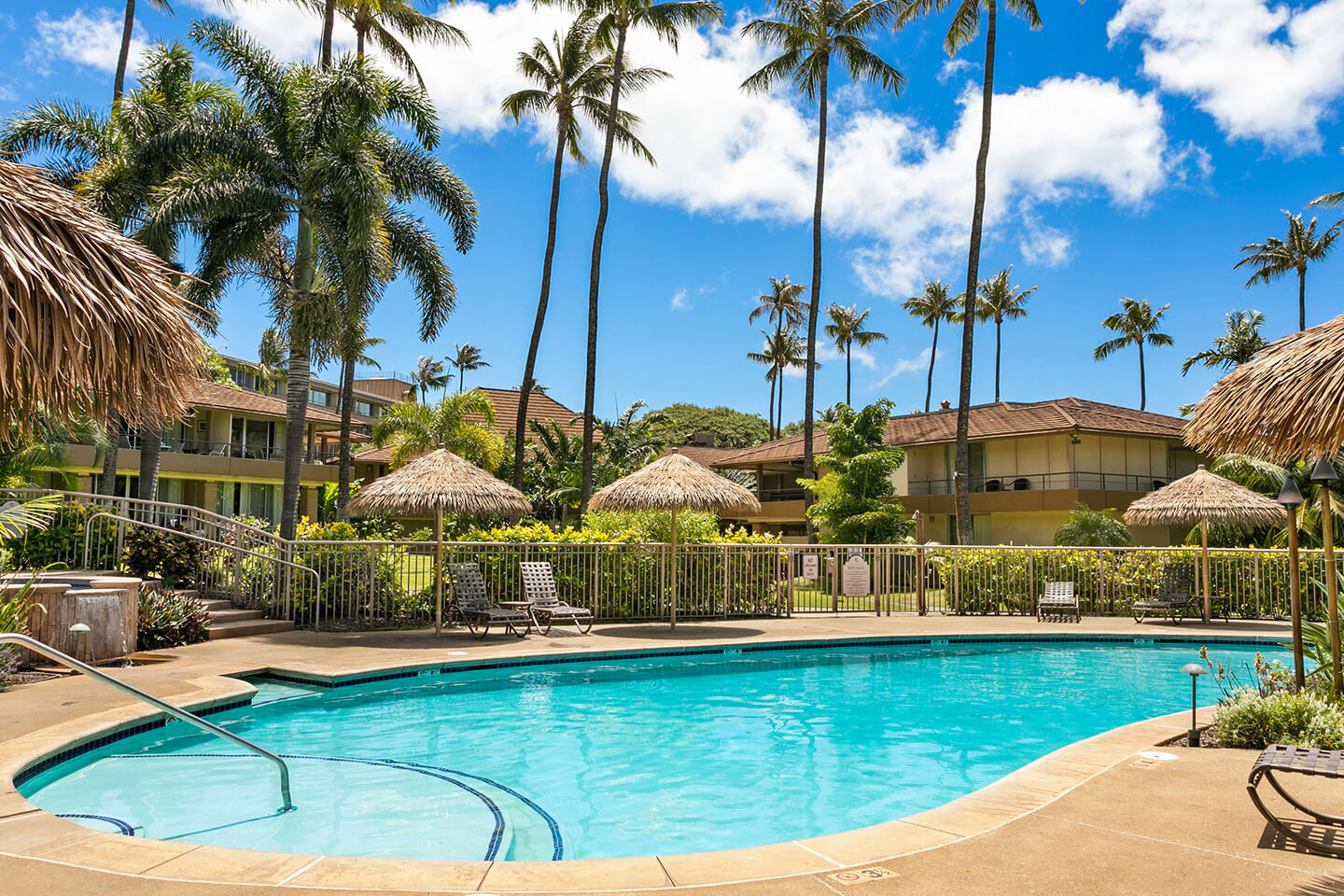 Lawn and pool area on property