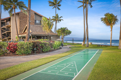 Resort Grounds shuffleboard with views of the ocean
