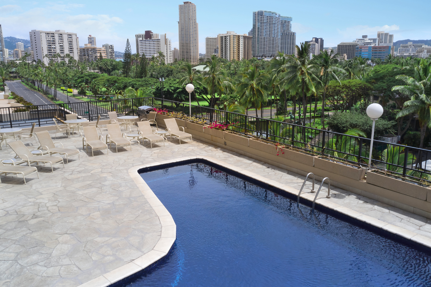 Pool with Park View.