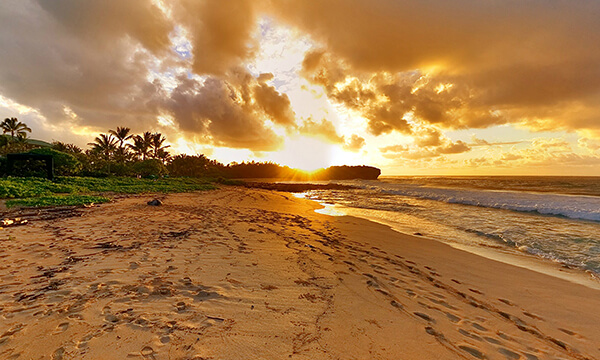 Shipreck Beach during sunset.