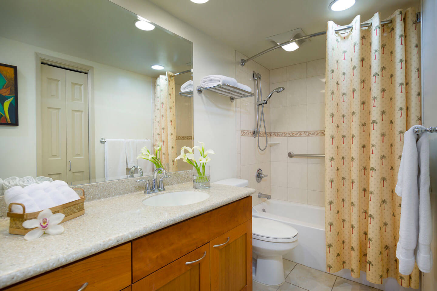 Bathroom with a shower, tub, toilet, and sink.