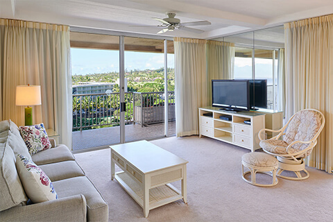 One-Bedroom Two-Bath Ocean View Suite Living Area