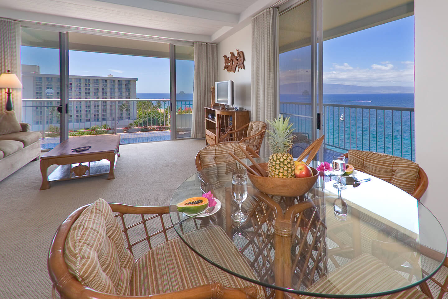 One-Bedroom Two-Bath Oceanfront Suite Living and Dining Area