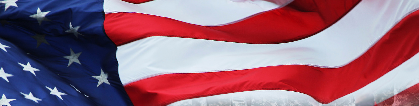 Close up view of the American flag.