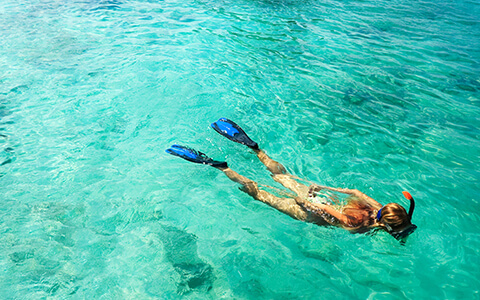 Woman snorkeling in ocean